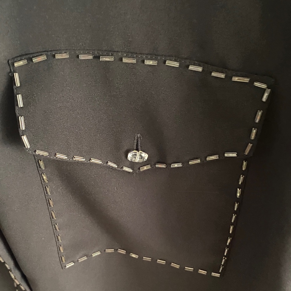 Vintage Black Shirt with Beaded Stitching - Picture 4 of 11